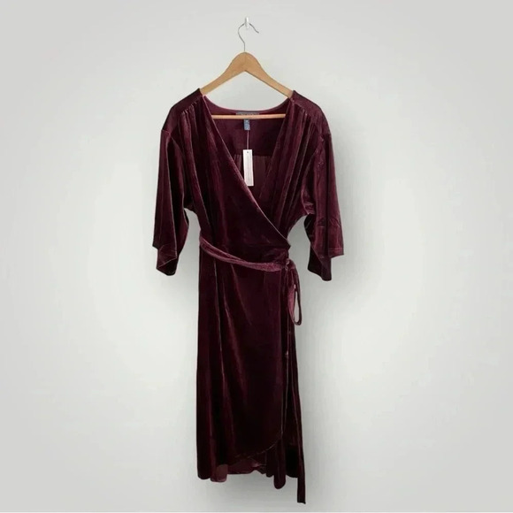 MODCLOTH Velvet Wrap Dress burgundy Sz 2X - Picture 1 of 6
